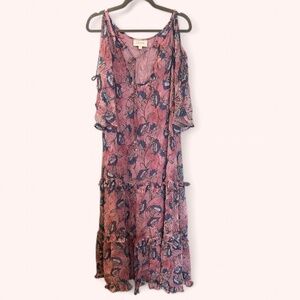 NWOT Cleobella Elena Maxi Dress in Lotus Print Size S Cold Shoulder Sleeves